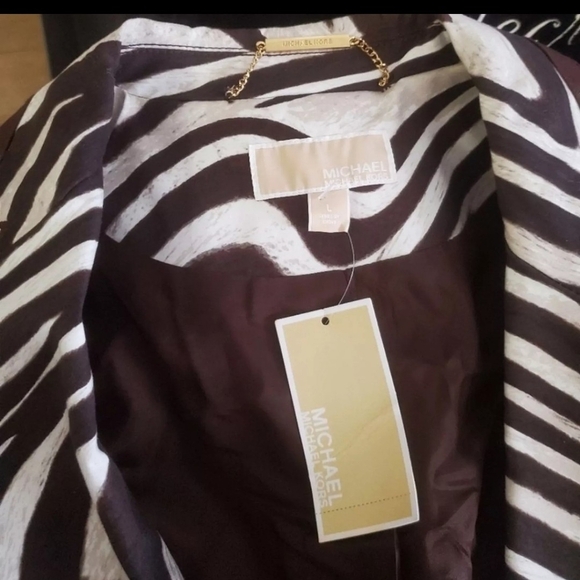 Michael Michael Kors Trench Coat Chocolate Zebra Stud Belt Midi Fall Designer - Picture 3 of 16